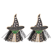 Fashorio Black / One Size Witch Rhinestone Alloy Earrings
