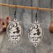 Fashorio Black / One Size Witch Wooden Dangle Earrings