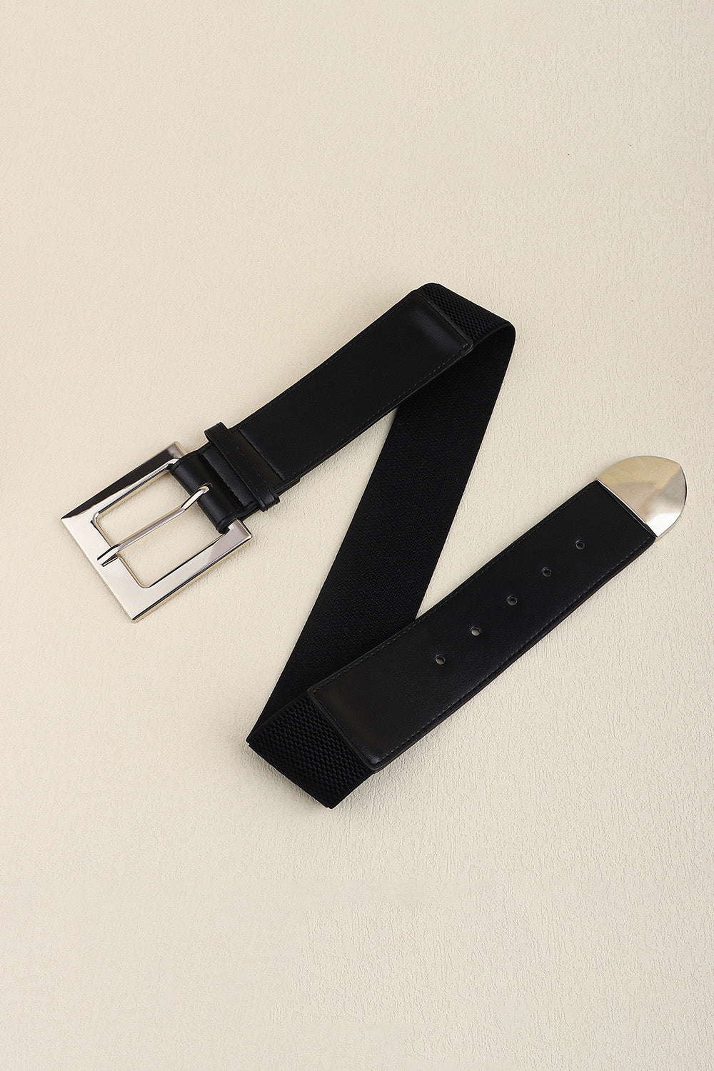 Fashorio Black / One Size Zinc Alloy Buckle PU Leather Belt