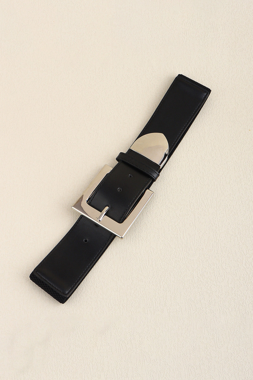 Fashorio Black / One Size Zinc Alloy Buckle PU Leather Belt