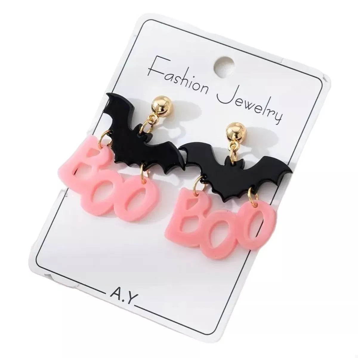 Fashorio Black / onesize Halloween Bat Boo Dangle Earrings
