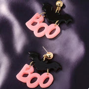Fashorio Black / onesize Halloween Bat Boo Dangle Earrings