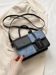 Fashorio Black / onesize Two-Tone PU Leather Crossbody Bag