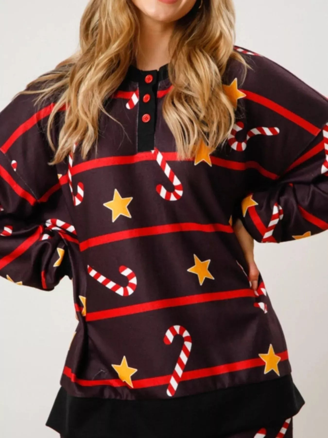 Fashorio Black / S Christmas Long Sleeve Top and Pants Lounge Set