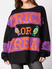 Fashorio Black / S Halloween Trick Or Treat Sequin Sweatshirt