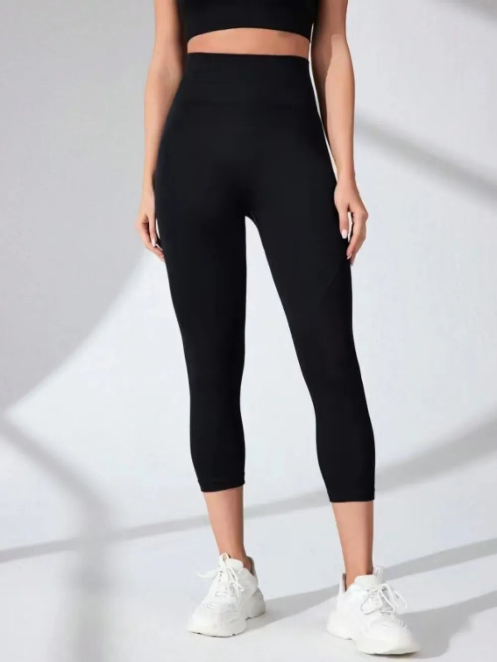 Fashorio Black / S High Waist Cropped Active Leggings