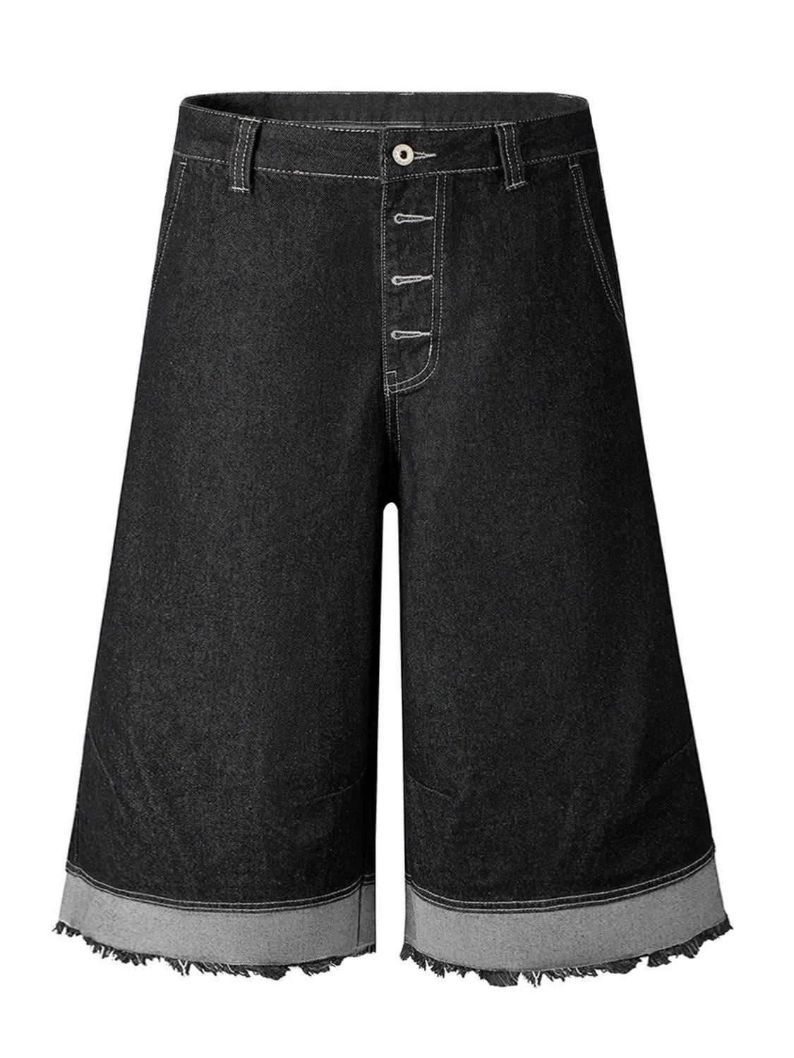 Fashorio Black / S High-Waisted Button-Fly Denim Shorts