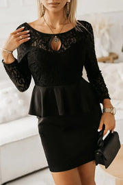 Fashorio Black / S Lace Detail Long Sleeve Mini Dress