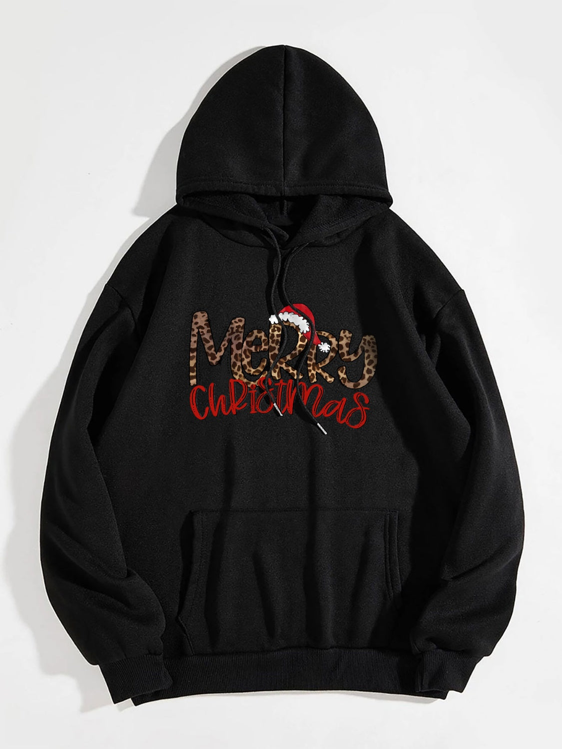 Fashorio Black / S MERRY CHRISTMAS Graphic Drawstring Hoodie