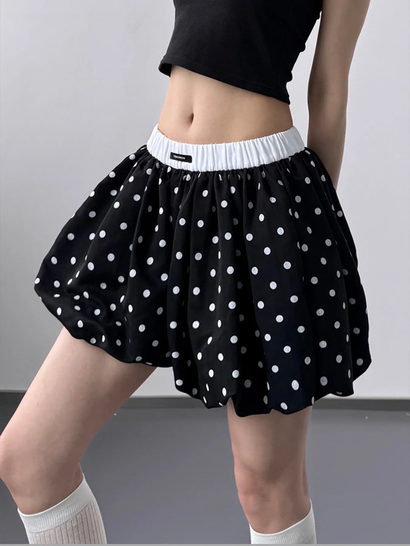 Fashorio Black / S Polka Dot Bubble Shorts with Elastic Waistband