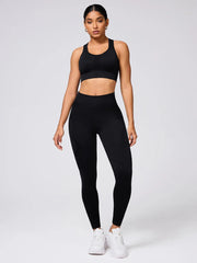 Fashorio Black / S Round Neck Wide Strap Tank and Leggings Active Set