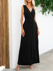 Fashorio Black / S Surplice Neck Sleeveless Maxi Dress