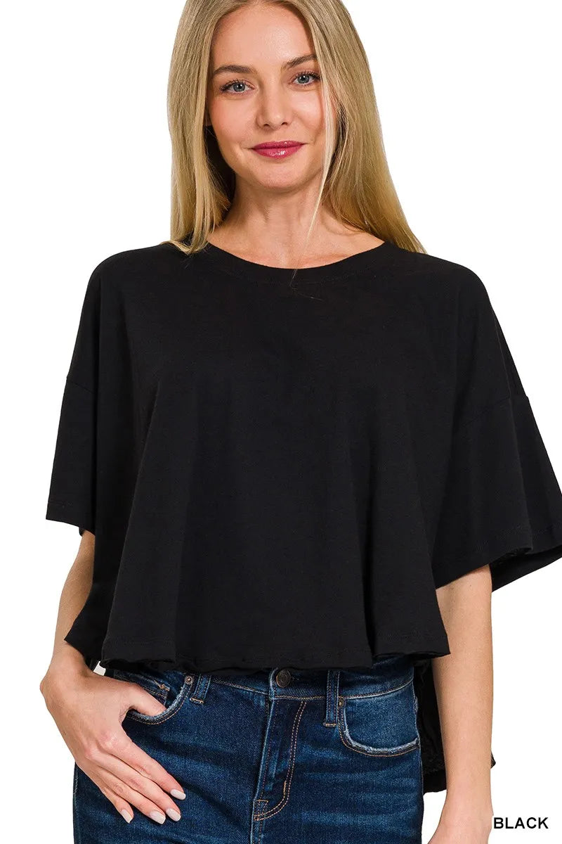 Fashorio BLACK / S Zenana Cotton Round Neck Short Sleeve T-Shirt
