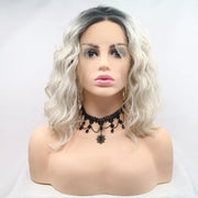 Fashorio Black/White / One Size 13*3" Lace Front Wigs Synthetic Mid-length Wavy 12" 130% Density