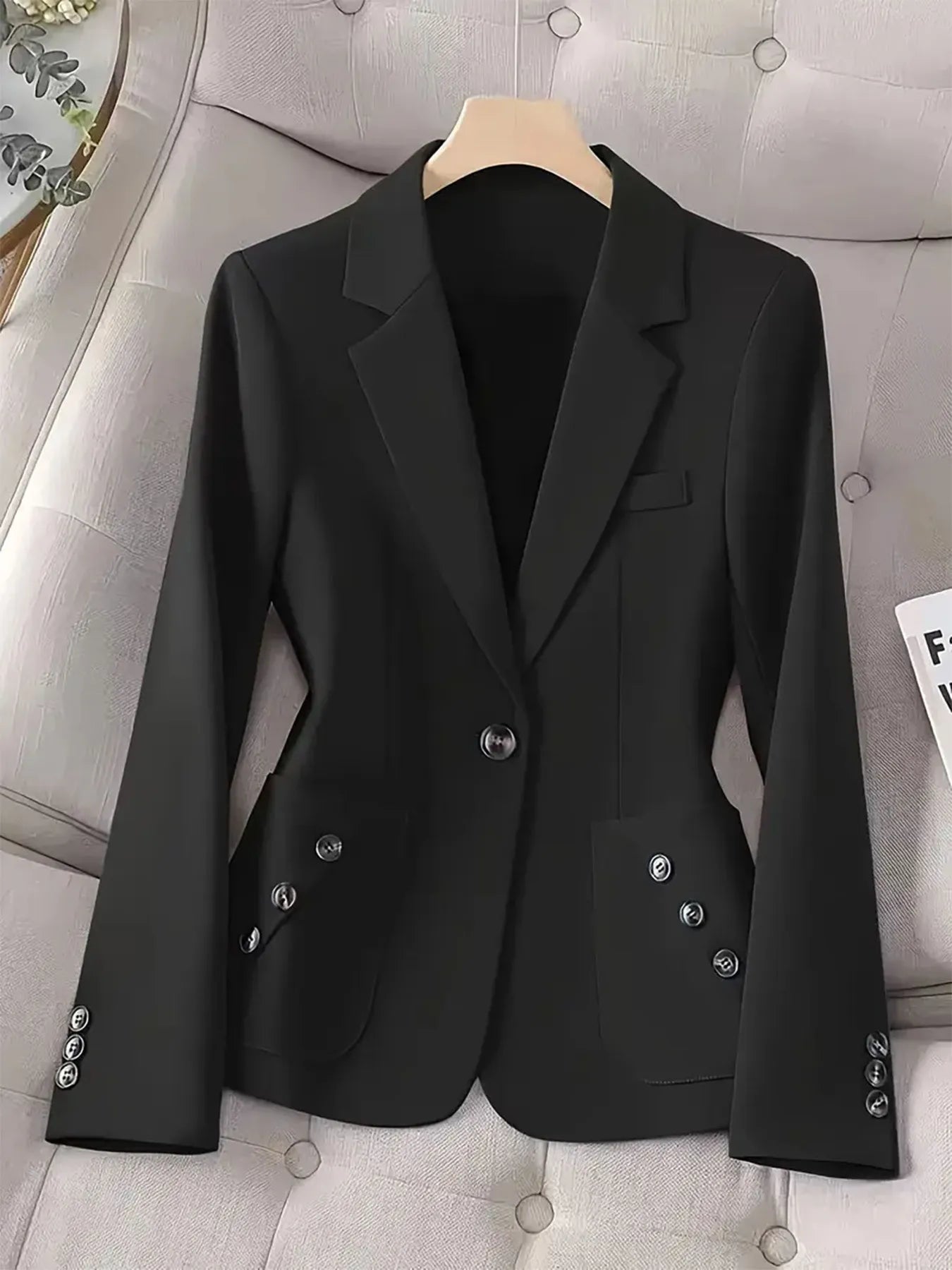 Fashorio Blazers Black / S One-Button Blazer with Pockets