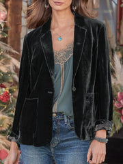 Fashorio Blazers Black / S Pocketed Button Up Lapel Collar Blazer