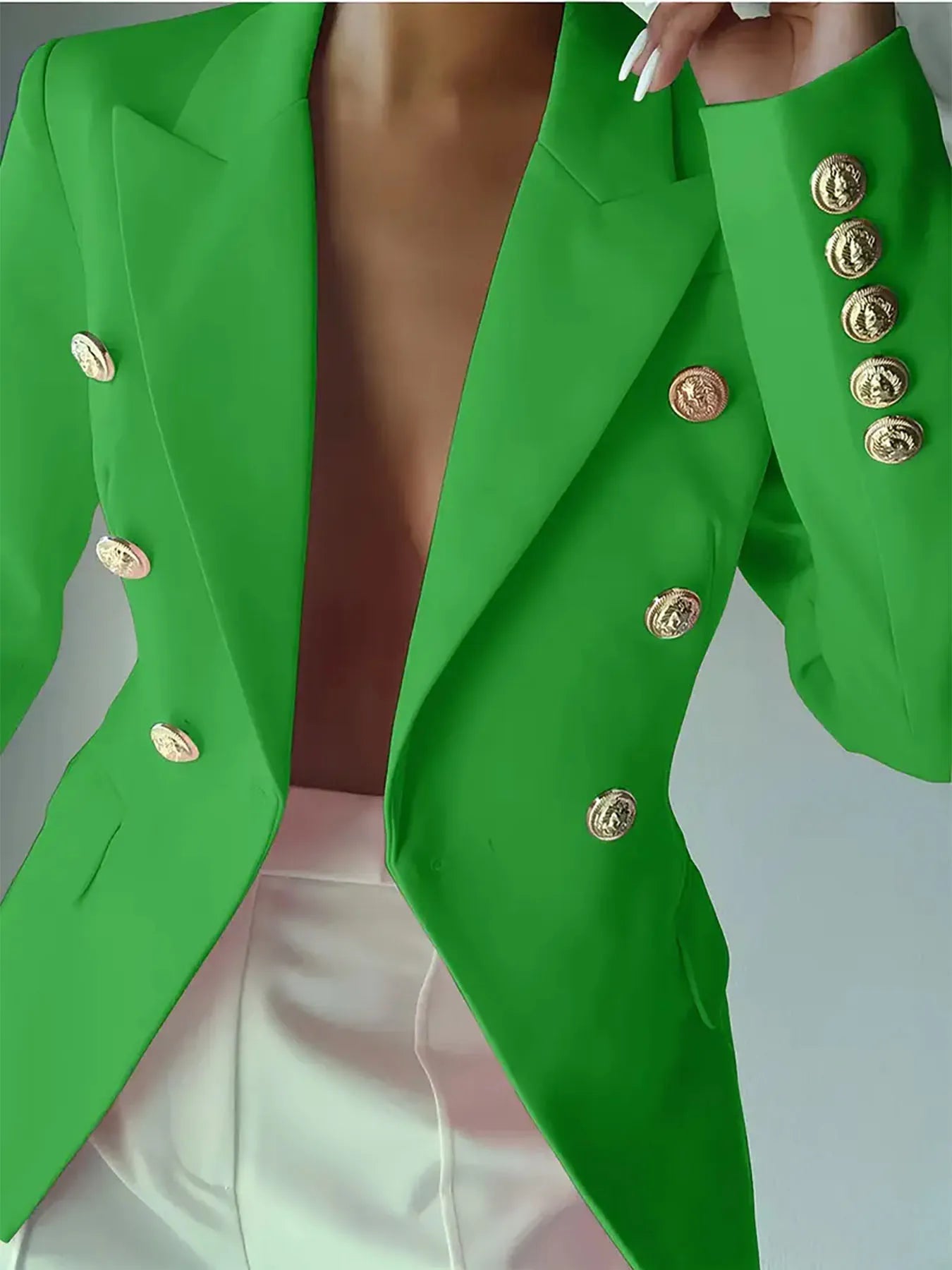 Fashorio Blazers Decor Button Lapel Collar Blazer