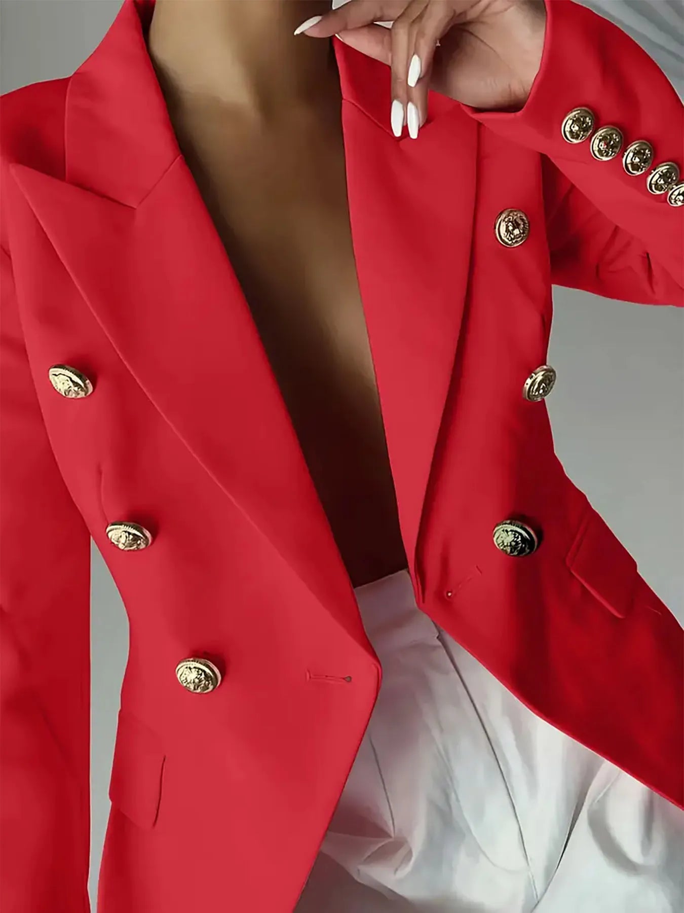 Fashorio Blazers Decor Button Lapel Collar Blazer