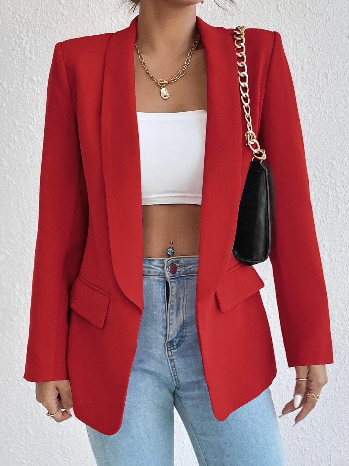 Fashorio Blazers Deep Red / S Shawl Collar Long Sleeve Blazer