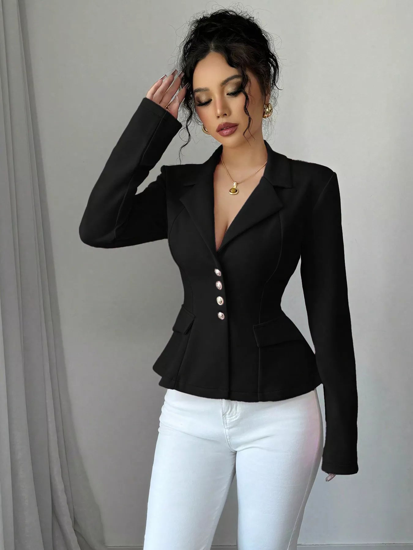 Fashorio Blazers Fitted Button-Front Blazer