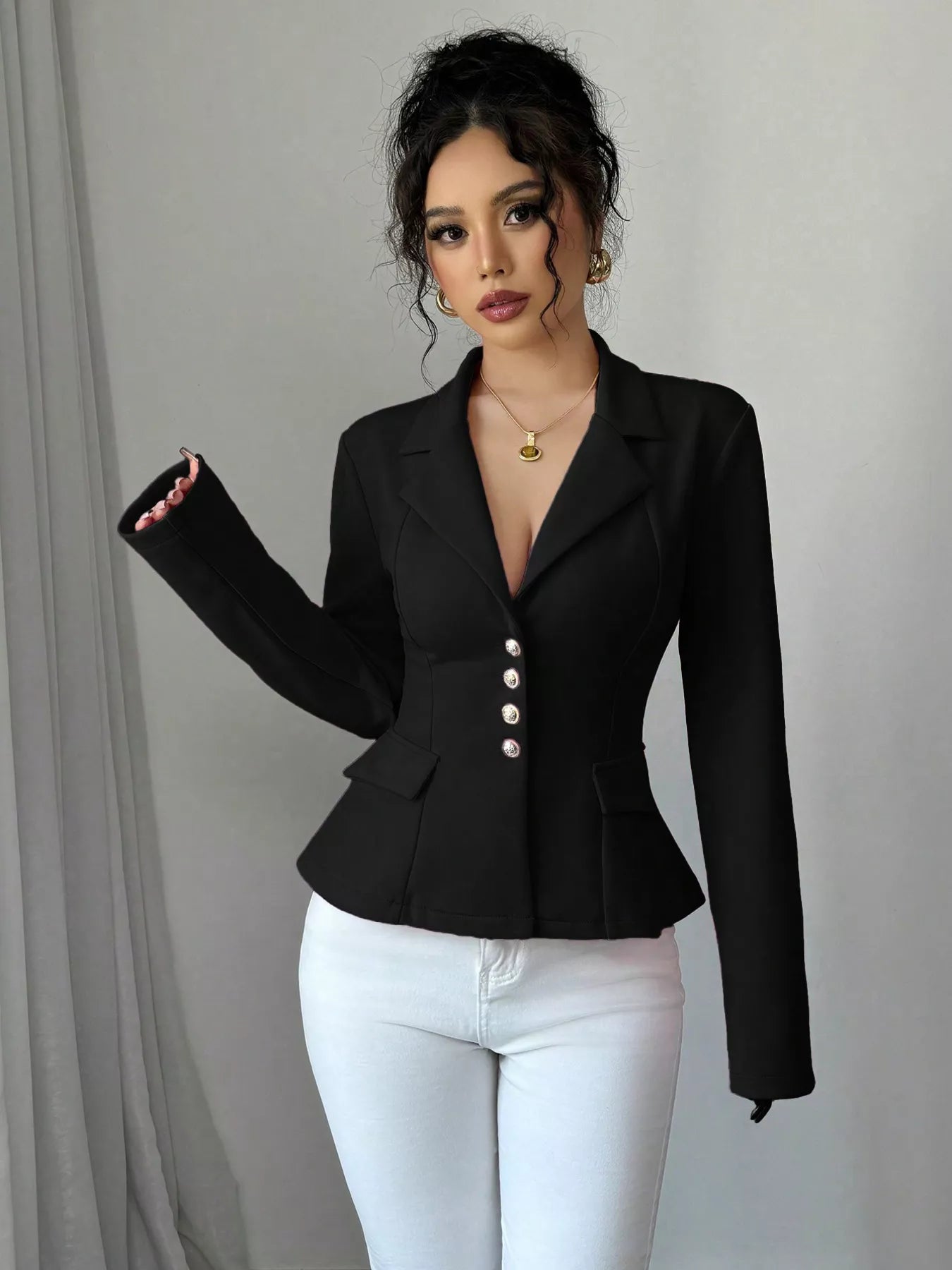 Fashorio Blazers Fitted Button-Front Blazer
