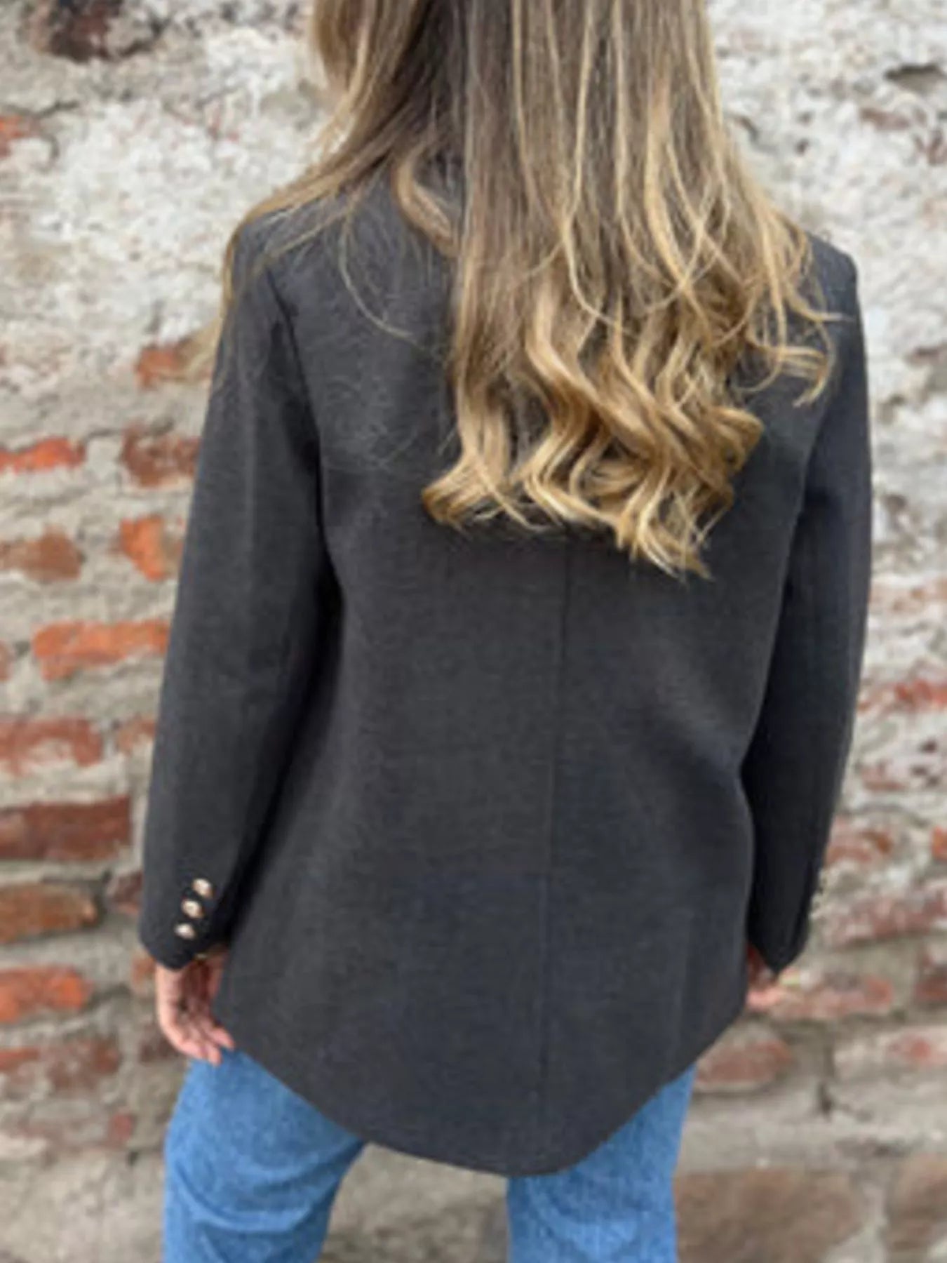 Fashorio Blazers Full Size Double Breasted Long Sleeve Blazer Plus Size