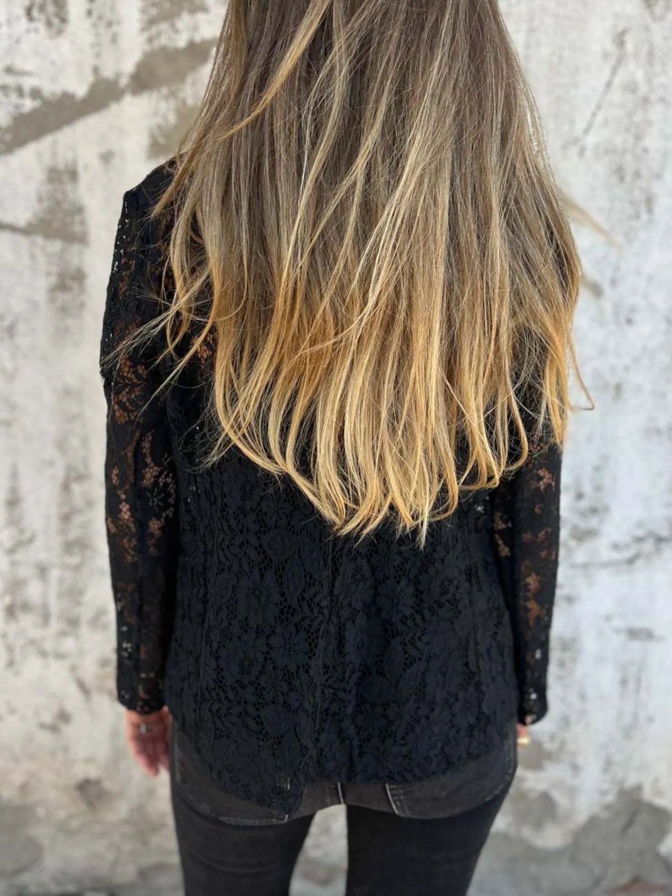 Fashorio Blazers Full Size Lace Open-Front Blazer Plus Size