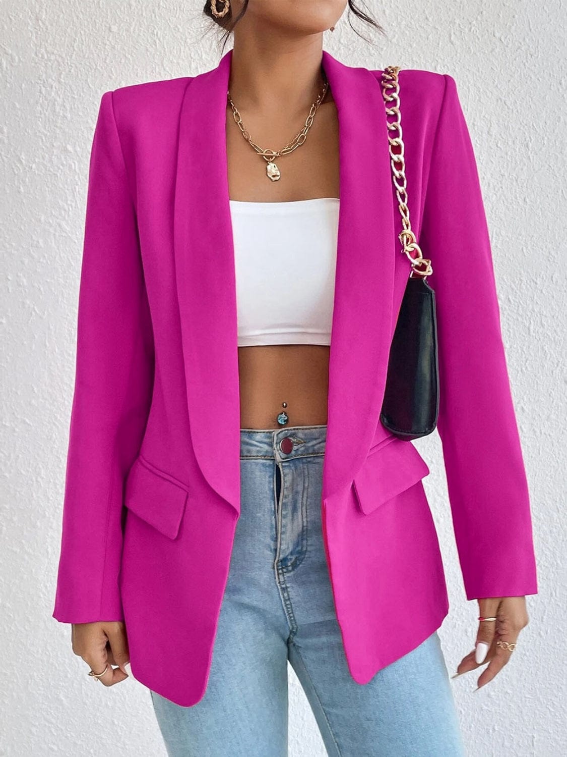 Fashorio Blazers Hot Pink / S Shawl Collar Long Sleeve Blazer