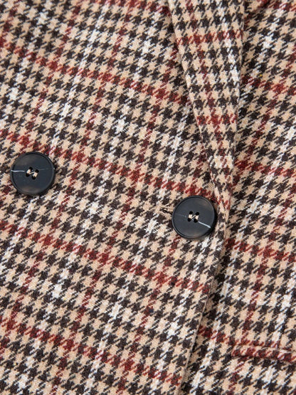 Houndstooth Lapel Collar Blazer - Fashorio