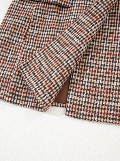 Houndstooth Lapel Collar Blazer - Fashorio