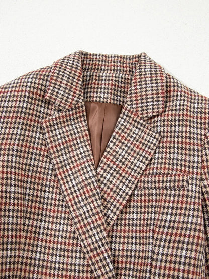 Houndstooth Lapel Collar Blazer - Fashorio