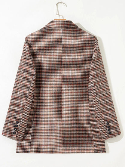 Houndstooth Lapel Collar Blazer - Fashorio