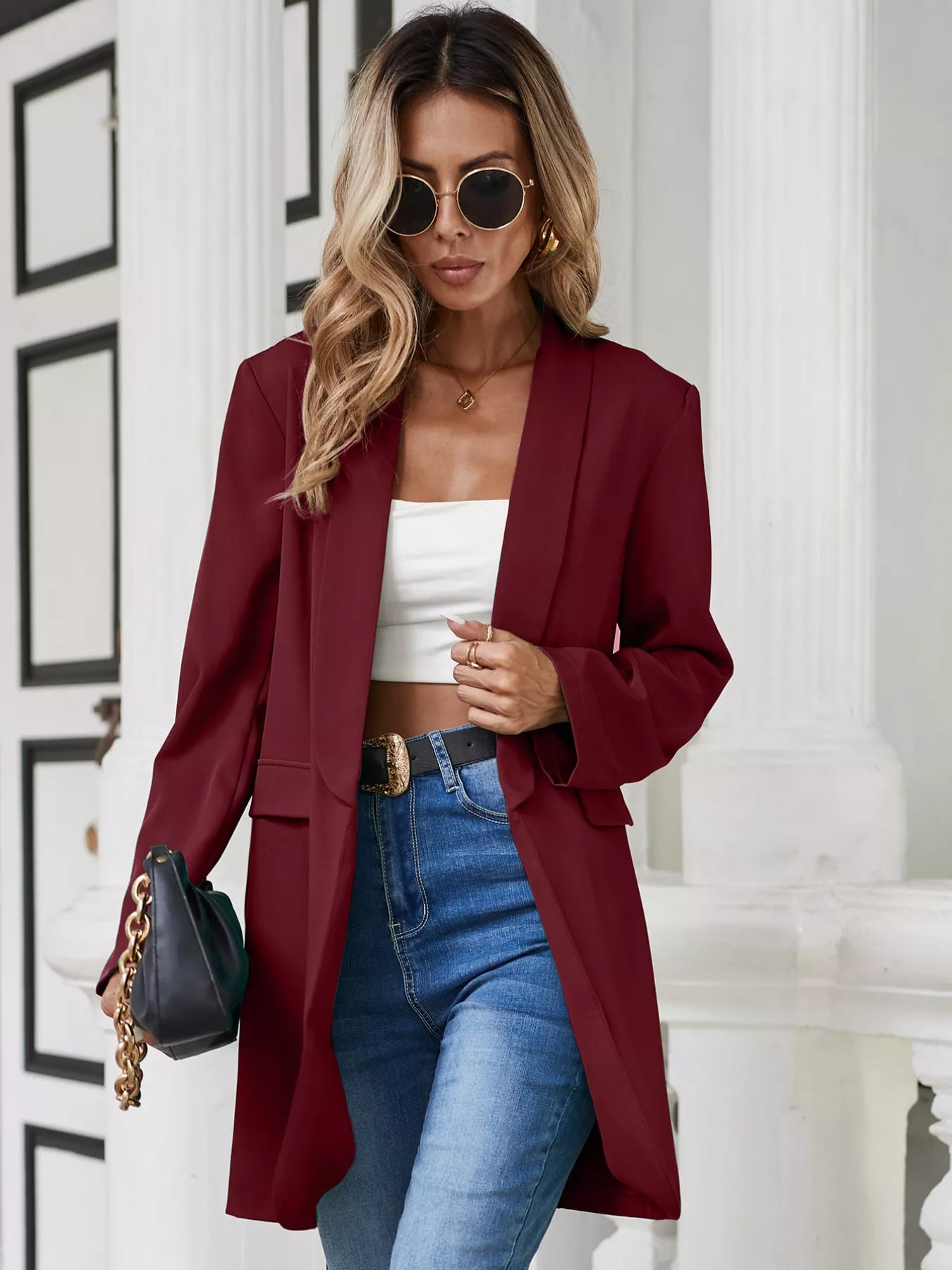Fashorio Blazers Lapel Collar Long Sleeve Blazer