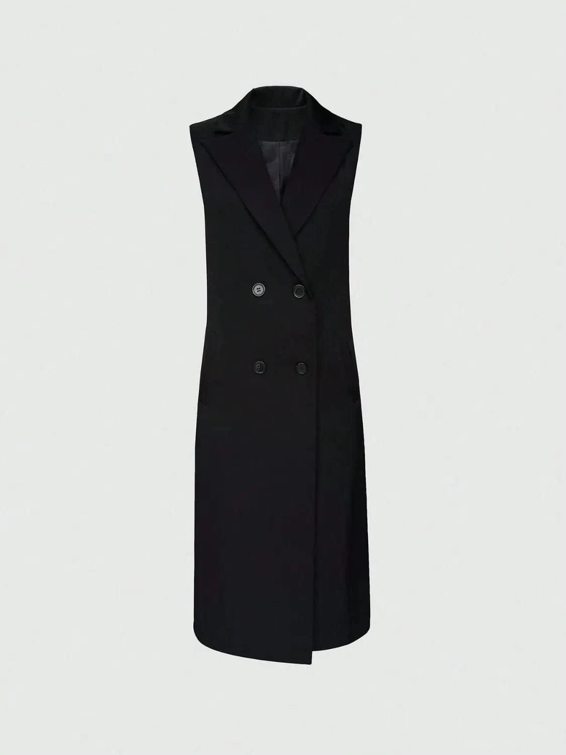 Fashorio Blazers Lapel Collar Sleeveless Longline Blazer