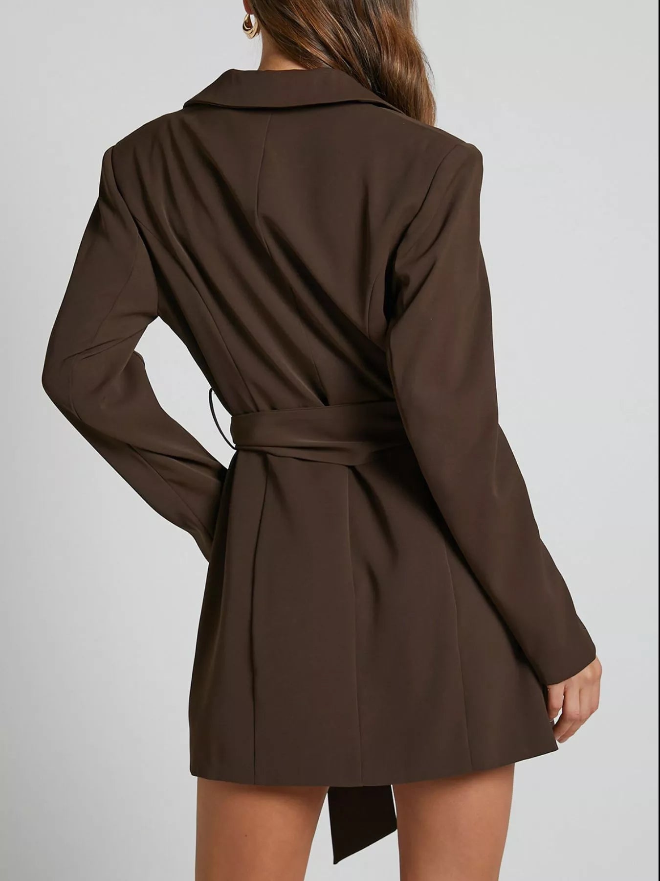 Fashorio Blazers Lapel Collar Tie Waist Blazer