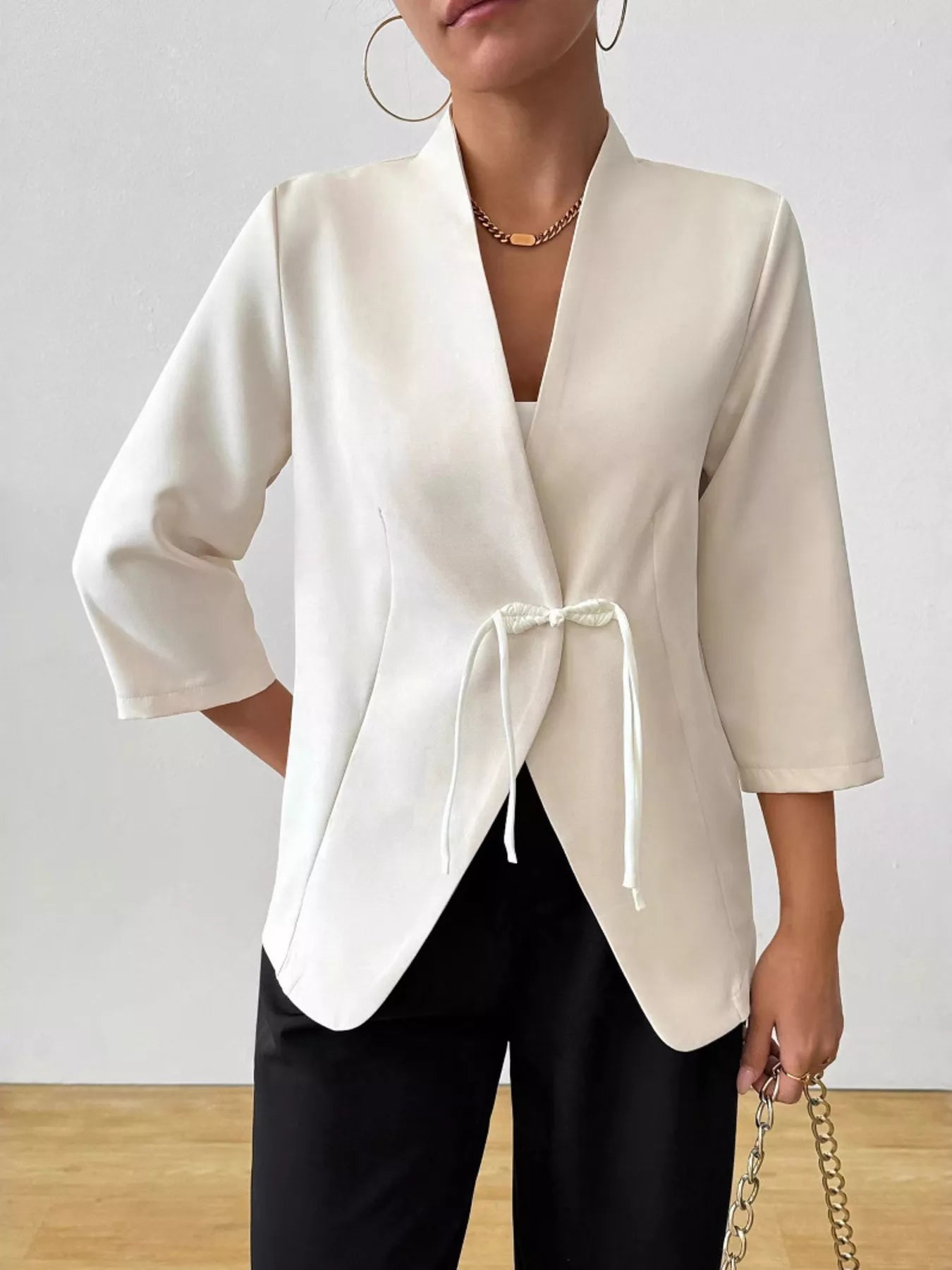 Fashorio Blazers Milky White / S Three-Quarter Sleeves Blazer