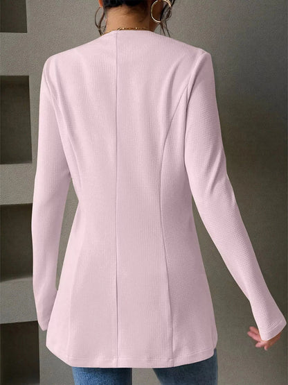 One Button Long Sleeve Blazer - Fashorio