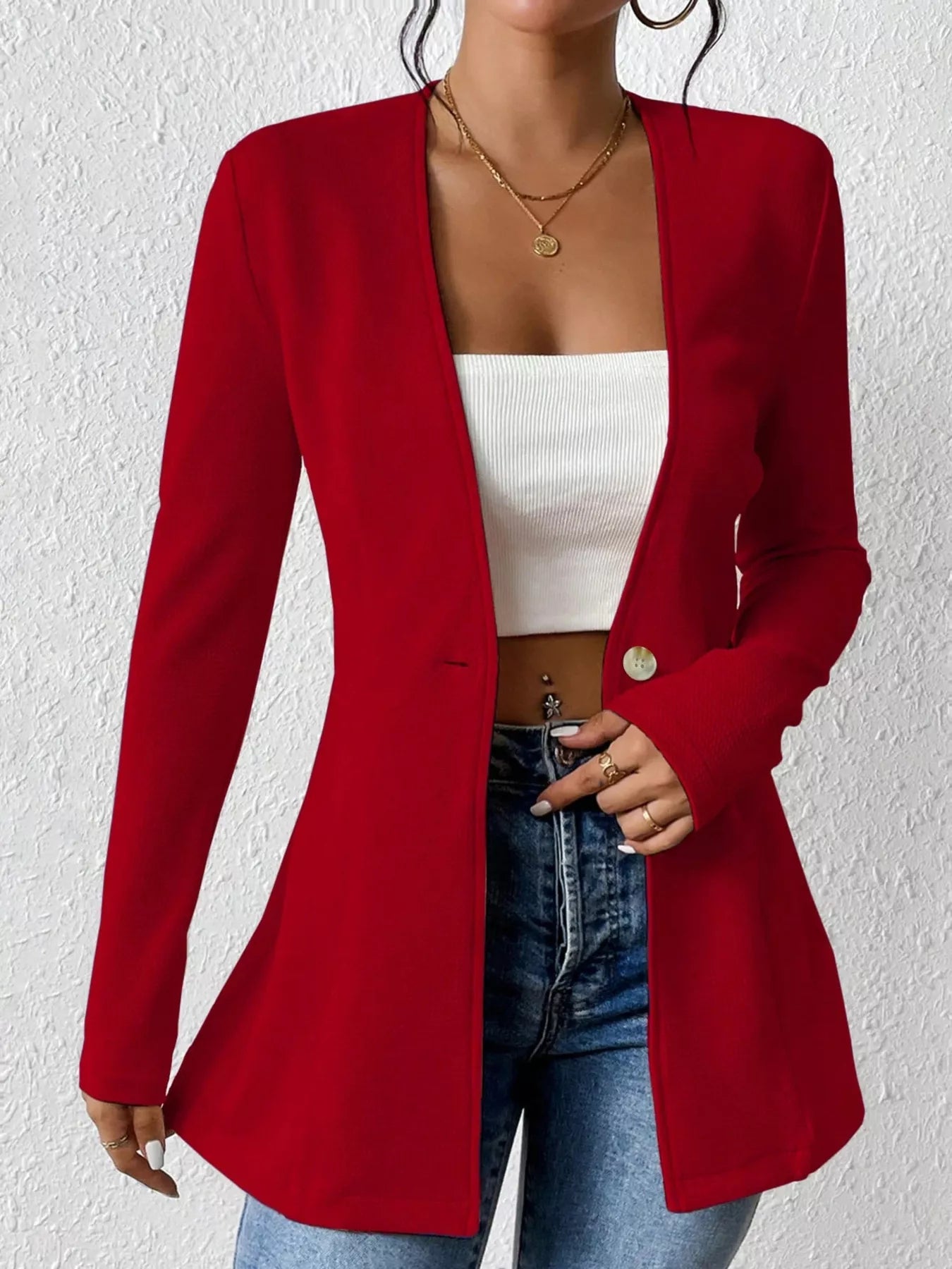 Fashorio Blazers One Button Long Sleeve Blazer