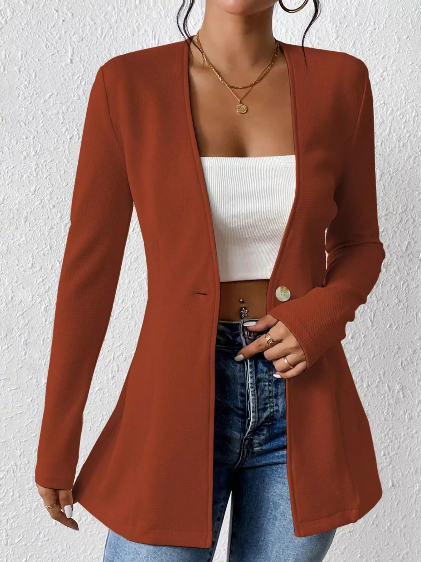 Fashorio Blazers One Button Long Sleeve Blazer