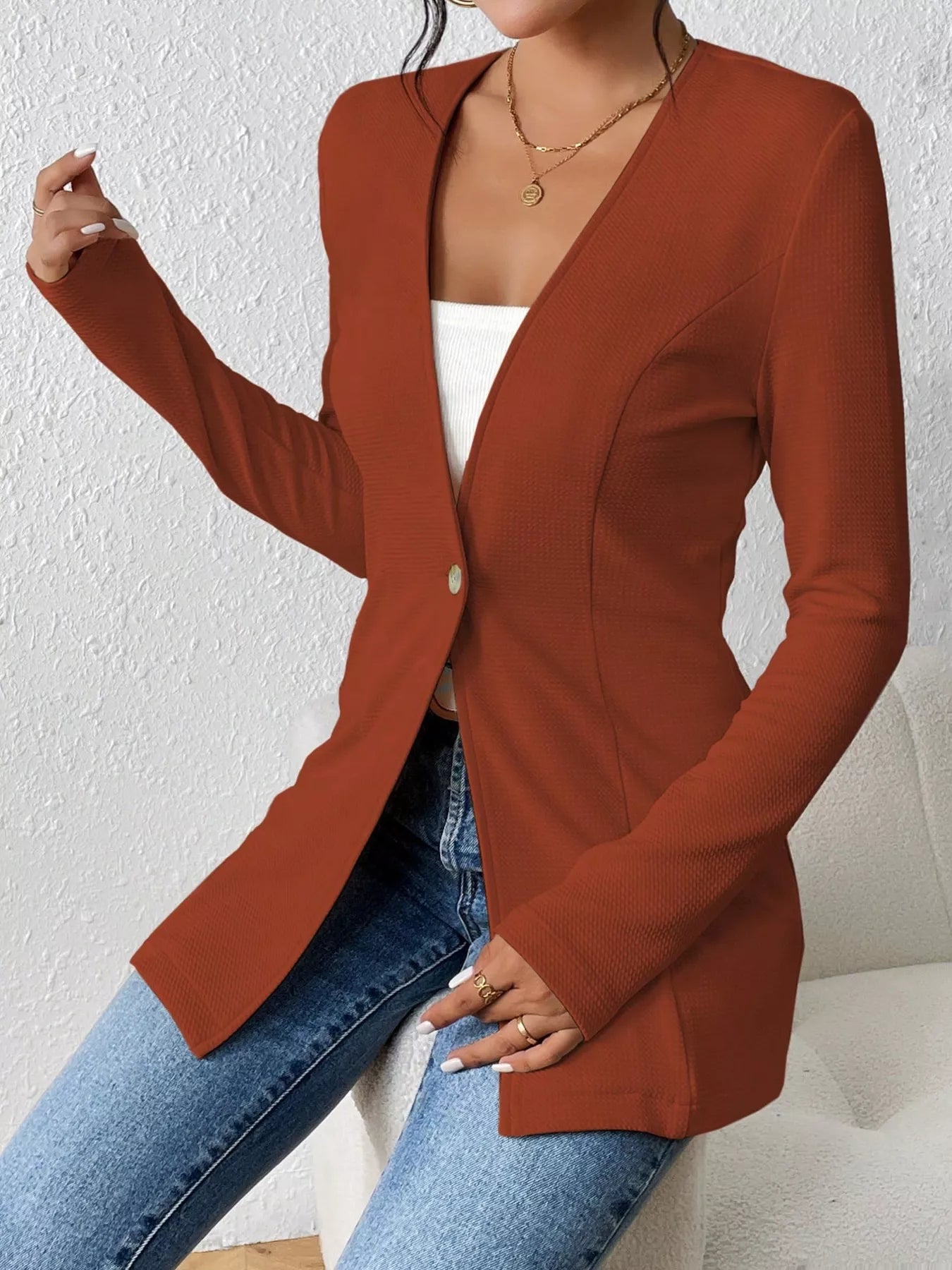Fashorio Blazers One Button Long Sleeve Blazer