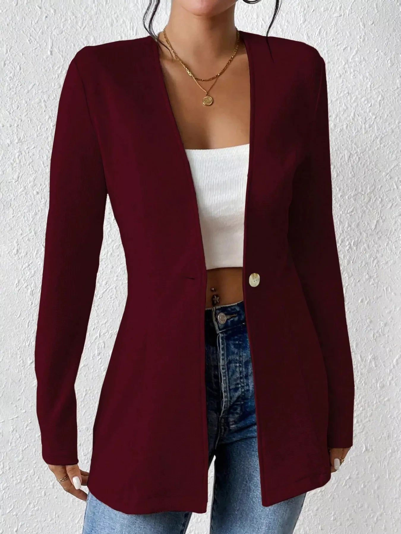 Fashorio Blazers One Button Long Sleeve Blazer