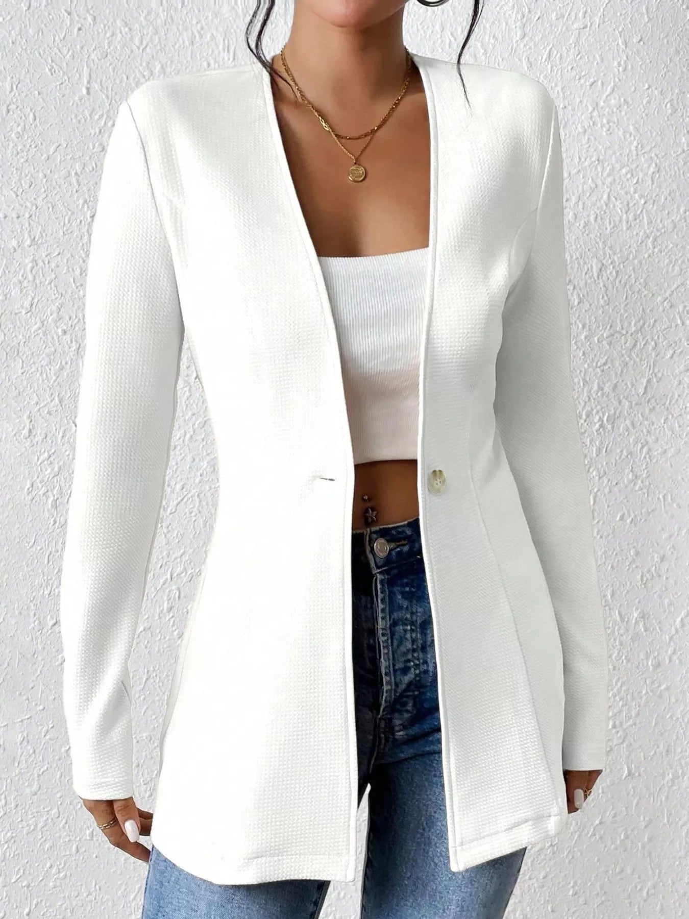 Fashorio Blazers One Button Long Sleeve Blazer
