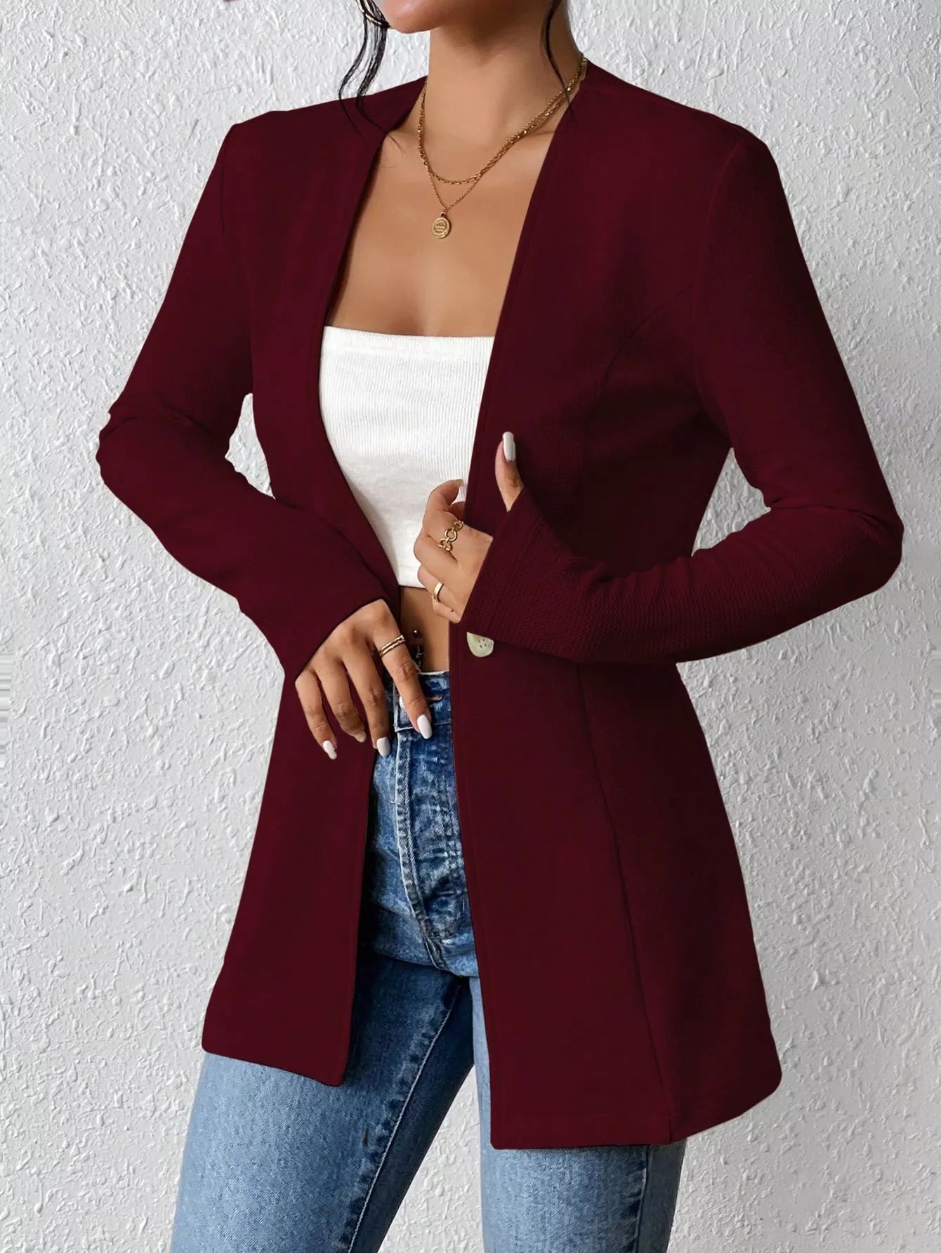 Fashorio Blazers One Button Long Sleeve Blazer
