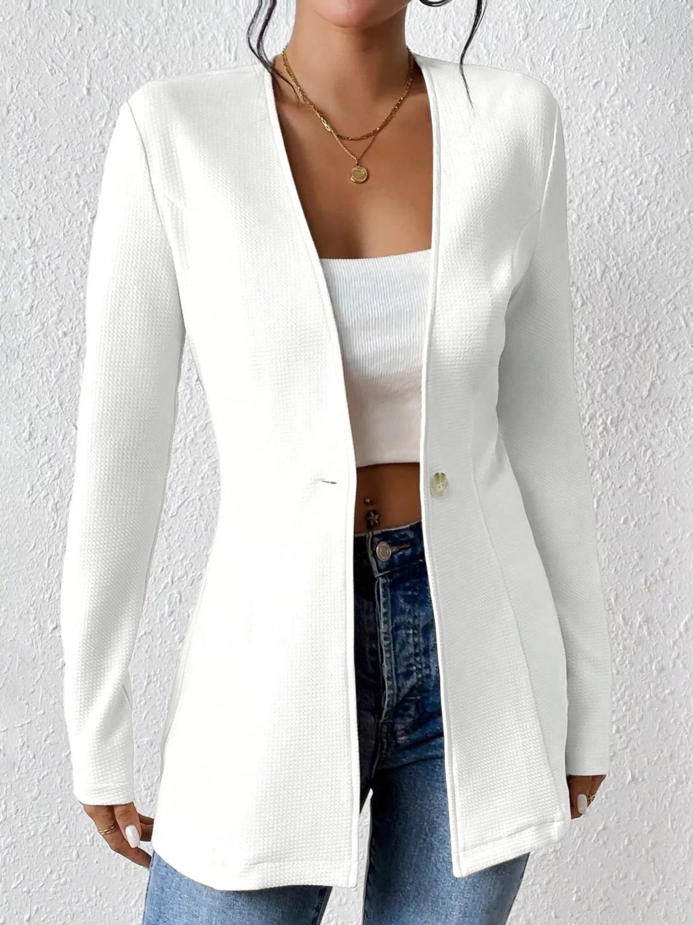 Fashorio Blazers One Button Long Sleeve Blazer
