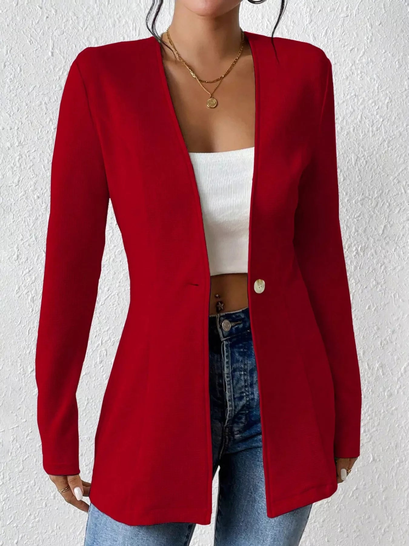 Fashorio Blazers One Button Long Sleeve Blazer