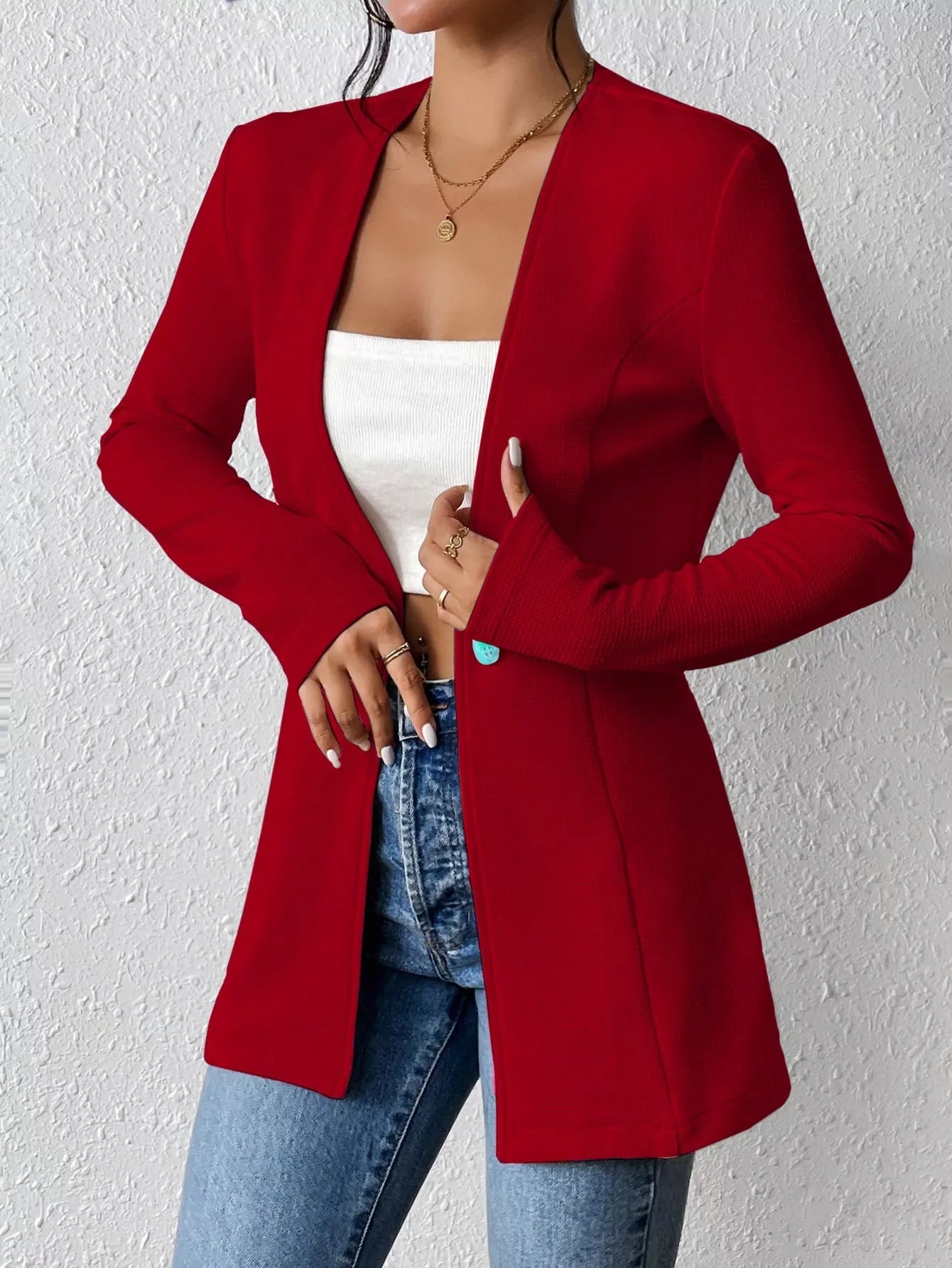 Fashorio Blazers One Button Long Sleeve Blazer