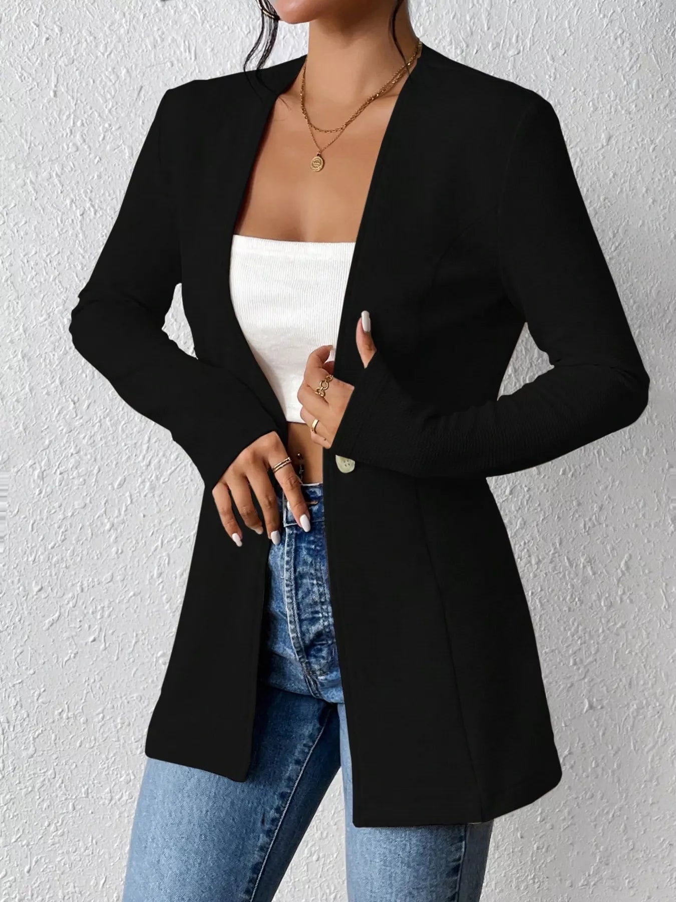 Fashorio Blazers One Button Long Sleeve Blazer