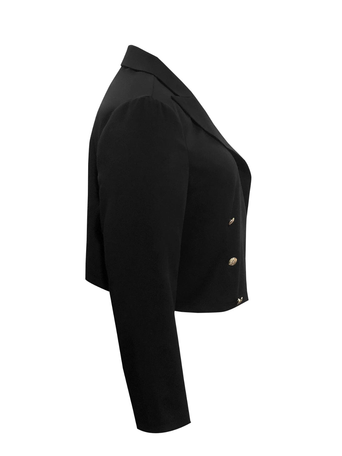 Plus Size Buttoned Lapel Collar Long Sleeve Blazer - Fashorio