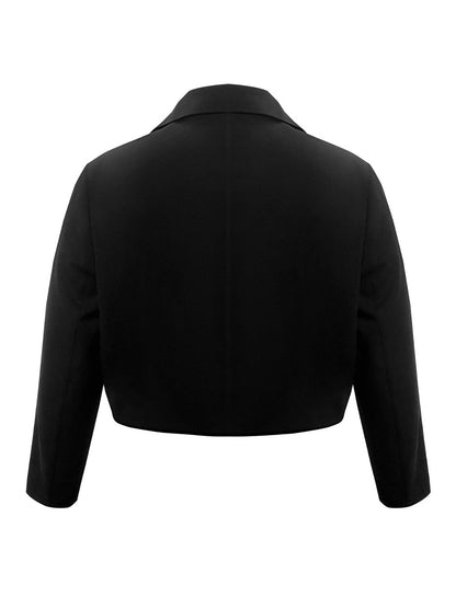Plus Size Buttoned Lapel Collar Long Sleeve Blazer - Fashorio