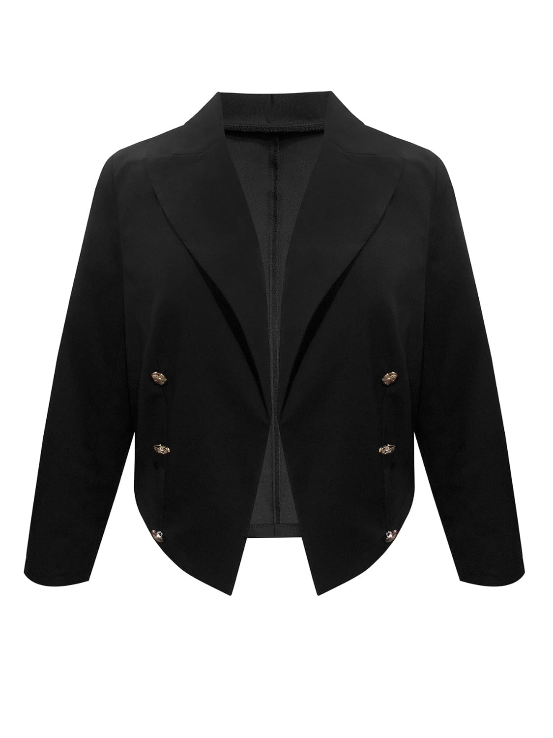 Plus Size Buttoned Lapel Collar Long Sleeve Blazer - Fashorio